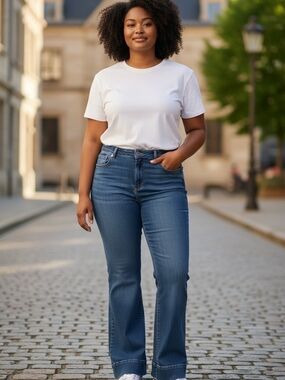 Torrid Bombshell High-Rise Flare Jeans in Medium Blue Wash